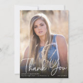 Faire-part Trendy Script Overlay Photo Graduation Merci (Devant)