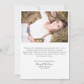 Faire-part Trendy Script Overlay Photo Graduation Merci (Dos)