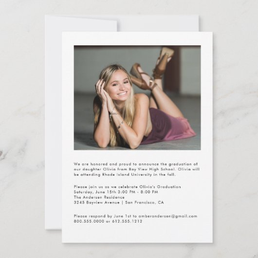 Faire-part Trendy Script superposition deux diplômes de photo (Dos)