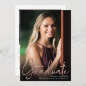 Faire-part Trendy Script superposition deux diplômes photo An (Devant / Derrière)