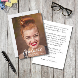 Faire-part Trendy White Text Overlay   Diplômé   Photo Anno