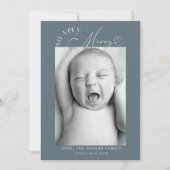 Faire-part Très Joyeux Noël Ardoise Bleu Naissance (Devant)