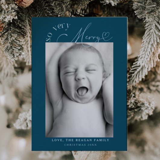 Faire-part Très Joyeux Noël Turquoise Naissance