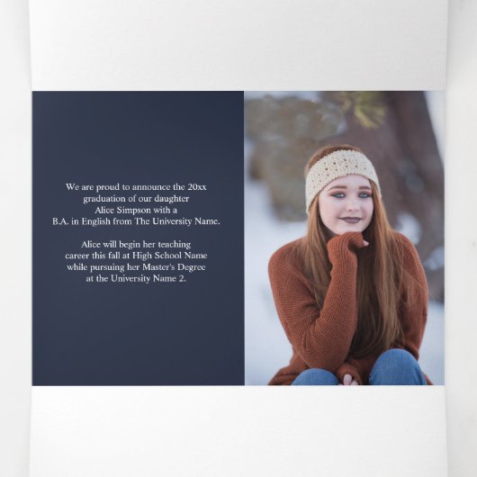 Faire-part Tri-Fold (Intérieur au milieu)