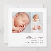 Faire-part Trio moderne | Naissance photo minimale simple (Devant)