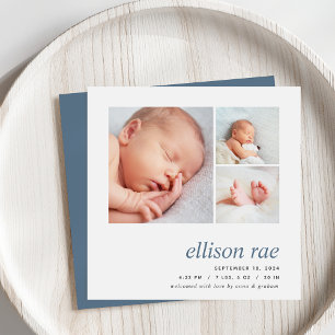 Faire-part Trio moderne Naissance photo minimale simple
