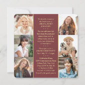 Faire-part Triple Graduation Photo Collage Burgundy Red Joint (Dos)