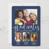 Faire-part Triple Graduation Photo Collage Marine & White Joi (Devant)