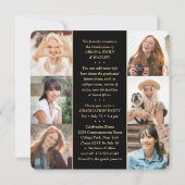 Faire-part Triple Graduation Photo Collage Noir & Or Joint (Dos)