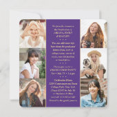 Faire-part Triple Graduation Photo Collage Purple Gold Joint (Dos)