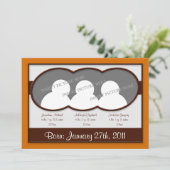 Faire-part Triplets orange Brown Annonces de naissance (Debout devant)