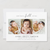 Faire-part Trois photos de naissance de bébé moderne (Devant)