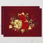 Faire-part Trois Roses de bijoux (Devant / Derrière)