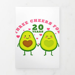 Faire-part Trois Volets 20 ans de mariage  Cadeau pour mari Tri-Fol