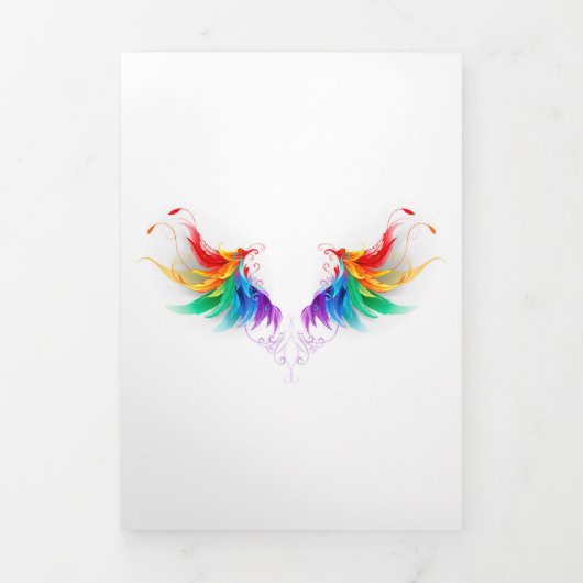 Faire-part Trois Volets Ailes fluffy arc-en-ciel (Page de couverture)