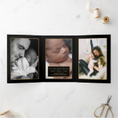 Faire-part Trois Volets Ancre en or rayé, 5 photo Collage bébé naissance (Intérieur)