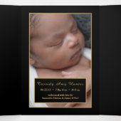 Faire-part Trois Volets Ancre en or rayé, 5 photo Collage bébé naissance (Intérieur au milieu)