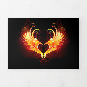 Faire-part Trois Volets Angel Fire Heart with Wings