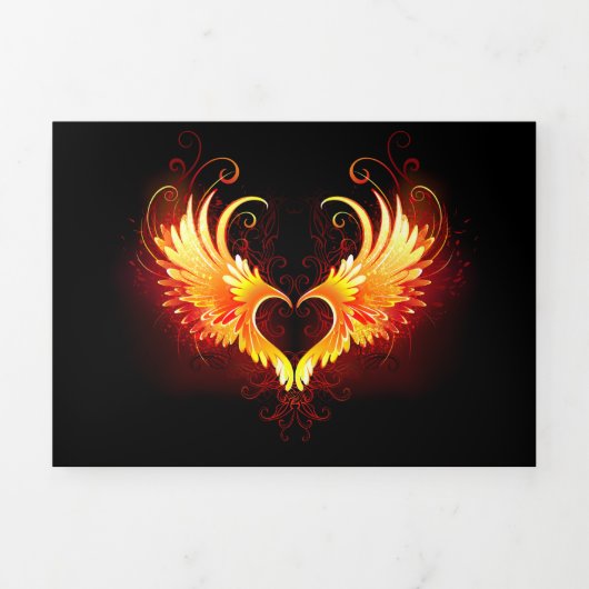Faire-part Trois Volets Angel Fire Heart with Wings (Page de couverture)