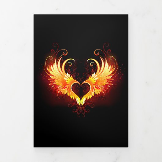 Faire-part Trois Volets Angel Fire Heart with Wings (Page de couverture)