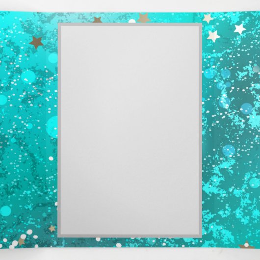 Faire-part Trois Volets Arrière - plan à huile Turquoise de la menthe (Intérieur au milieu)