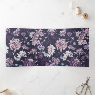 Faire-part Trois Volets Arrière - plan violet Big Floral Motif sans joint