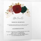 Faire-part Trois Volets Autumanal Gold Burgundy Emerald Greeny Mariage (Intérieur en premier)