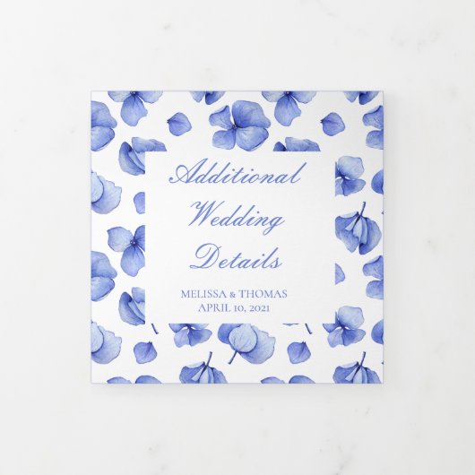 Faire-part Trois Volets Blue Hydrangea Détails du Mariage (Protection)