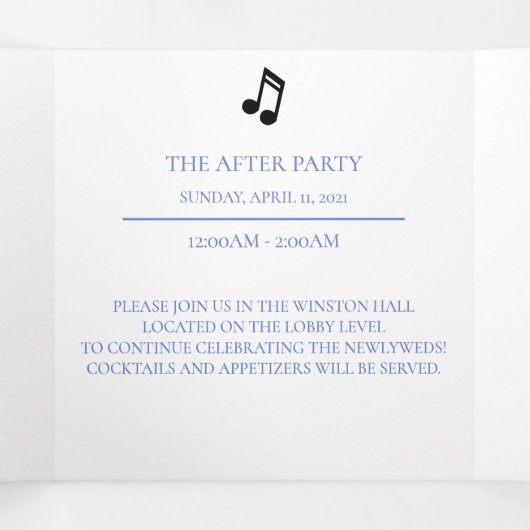 Faire-part Trois Volets Blue Hydrangea Détails du Mariage (Intérieur au milieu)