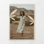 Faire-part Trois Volets Boho Retro Tropical Palm Tree Graduation Photo (Page de couverture)