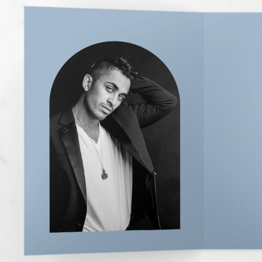 Faire-part Trois Volets Camila Dusty Blue Mariage moderne Enregistrer la d (Intérieur en premier)