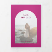 Faire-part Trois Volets Camila Pink Arch Mariage moderne Enregistrer la da (Page de couverture)