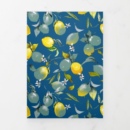 Faire-part Trois Volets citrons aquarelle 29 (Page de couverture)