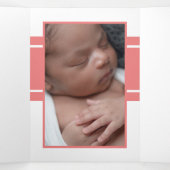 Faire-part Trois Volets Corail clair, 3 photo Collage bébé naissance (Intérieur au milieu)