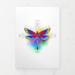 Faire-part Trois Volets Dragonfly en arc-en-ciel