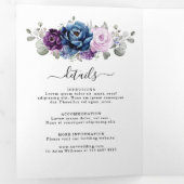 Faire-part Trois Volets Dusty Blue Purple Navy Lilac Blooms Mariage Tri-Fo (Intérieur en premier)