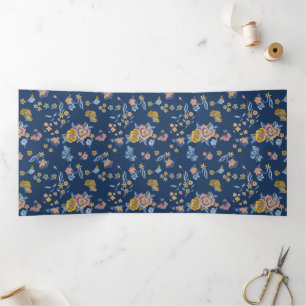 Faire-part Trois Volets Effet de filetage Arrière - plan bleu Motif floral