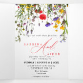 Faire-part Trois Volets Elégante Fleur Fleur Fleur Fleur Fleur Fleur Jardi (Intérieur au milieu)