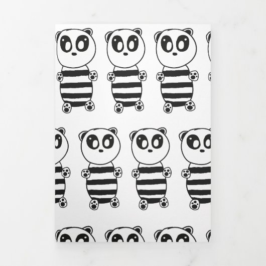 Faire-part Trois Volets Enfants Panda (Page de couverture)