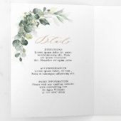 Faire-part Trois Volets Eucalyptus Verdure Rustique Mariage géométrique (Intérieur en premier)