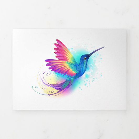 Faire-part Trois Volets Exotic Rainbow Hummingbird (Page de couverture)