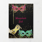Faire-part Trois Volets Festive Sweet 16 Masquerade Ball (Page de couverture)
