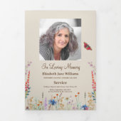 Faire-part Trois Volets Fleur sauvage Photo Tri-Fold Funeral Program (Page de couverture)