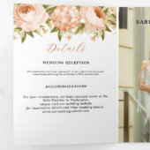 Faire-part Trois Volets Fleurs de mariage Hydrangea Rose en fleurs Terraco (Intérieur en premier)