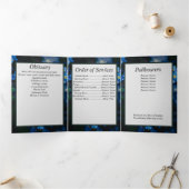 Faire-part Trois Volets Floral Oubliez-Moi Pas Patch Cinq Mémorial Photo (Intérieur)