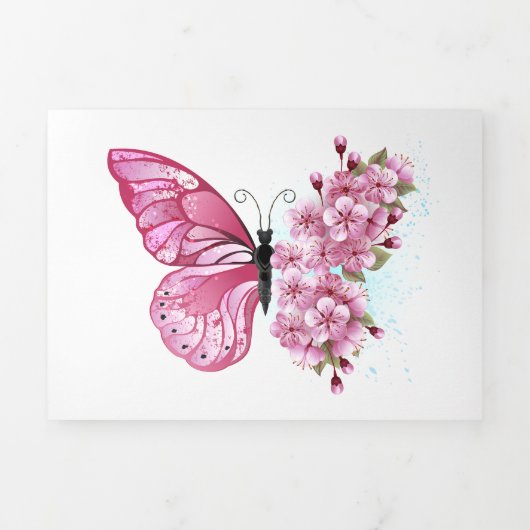 Faire-part Trois Volets Flower Butterfly (Page de couverture)