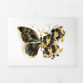 Faire-part Trois Volets Gold flower Butterfly with Black Orchid (Page de couverture)