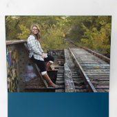 Faire-part Trois Volets Graduation Multi Photo Simple Blue Confetti 2022 (Intérieur en premier)