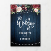 Faire-part Trois Volets Guirlande lumineuse rouge Bourgogne pour mariage t (Page de couverture)