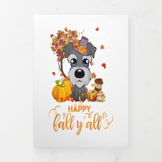 Faire-part Trois Volets Happy fall Yall Schnauzer Dog Thanksgiving (Page de couverture)